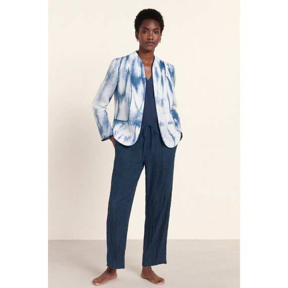 Lafayette 148 NY Tie-Dye Blazer Size 8 & 100% Linen Pants Set Size 4 Blue Design - Picture 1 of 12